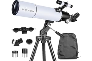 Celticbird 80mm Aperture 600mm Refractor Telescopes for Astronomy Adults, Kids & Beginners - Travel Telescopio AZ Mount with Backpack, Moon Filter, Phone Adapter (90800)