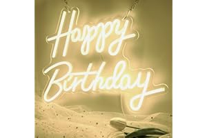 BRINGLUCK2U Happy Birthday Neon Sign,17x13 Inches USB-Powered Dimmable Birthday Neon Lights for Birthday Wedding Party Decoration Birthday Gift