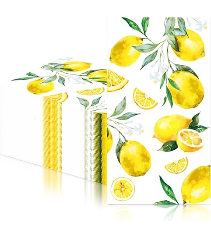 Serviettes En Papier Aquarelle Motif Citron - Lot De 40 - 33x33 Cm - Parfaites Pour Mariages, Anniversaires Et Fêtes