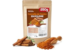 Detox Organica Cannelle de Ceylan 250g ( 100% Pure et Naturelle - Qualité Supérieure ) Cannelle en poudre du Sri Lanka en Sachet Fraîcheur Sous Vide – Vegan, Sans additif (250)