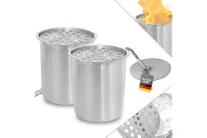 WALLONER® 2X 450ml Bioethanol Tischkamin Edelstahl Brenner inkl. Sparplatte, Keramikwolle & Flammenlöscher | Dose, Einsatz für Bioethanol Tischkamin | Ersatzdose & zum BAU eines eigenen Ethanol Kamin