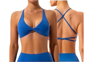 Vertvie Women's Backless Sports Bra Gym Yoga Cross Back Strappy Sports Bra Padded Open Back Low Impact Fitness Workout Crop Tank Tops