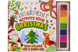 Bookoli - Christmas Fingerprint Activity Book with 7 Paint Pads - Painting for Toddlers - Childrens Festive Colouring Book - Christmas Gifts for Boys and Girls - Kids Arts & Crafts - Screen Free Fun