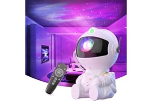 CREBEAU Astronaut Galaxy Light Projector, Remote Control, USB Powered 360° Adjustable Spaceman for Room Decoration, Gifts for Children and Adults (White)