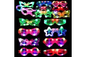PIUCRTY Bambini Gadget Festa di Compleanno Led Occhiali 12Pcs Regali Luce Fino Giocattoli Bambini Rave Gadget Festa al Neon Omaggi per Goodie Bag Occhiali Festa Compleanno Bagliore nel Buio Giocattoli Regali