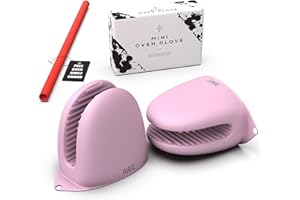 WAFE Mini Oven Gloves for Air Fryer - 2 Silicone Finger Gripper Kitchen Mitts - Heat Resistant Pinch Covers for Cooking, BBQ, Grilling - One Size Fits All Double Hand Pot Holder w/Oven Rack Protector