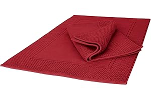 Ruggeri - Set 2 Tappeti Bagno 50x80 cm - 100% Cotone Extra Morbido - Collezione Let's Color! (Rosso)