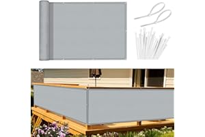 Sunnylaxx Balcony Privacy Screen 90x300 cm Fence Screen for Balcony and Patio, Balcony Cover, PES(170g/㎡) Water-Repellent Wind Protection, with Rope and Aluminium Eyelets Grey