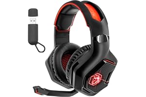 EMPIRE GAMING - WarCry P-W1 Cuffie Gamer Senza fili con Microfono -PC/PS4/PS5/Xbox/Switch/Mac -Wireless 2,4 GHz -Suono Surround Stereo -LED Rosso