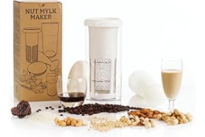 CHUFAMIX Nut Mylk Maker Gerät zur Herstellung von Pflanzenmilch aus Mandeln, Soja, Hafer, Kokosnuss und jedem veganen Getränk. 1l in 1 Minute. QR mit Rezepten