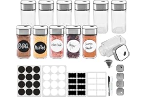 FDGAUCA 12 Barattoli Spezie, Coperchio Multiapertura Contenitori Spezie, Ottima Tenuta Barattoli Porta Spezie-120ML Vasetti Spezie, Barattoli Vetro Spezie per la Maggior Parte Portaspezie.