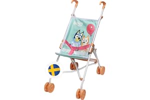 Micki Bluey Dockvagn Sulky - Lättviktsbarnvagn för Dockor, Hopfällbar och Bärbar, Perfekt Leksak för Barn över 3 År, Rosa och