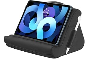 MoKo Tablet Pillow Stand, Soft Tablet Cushion Stand, With Multiple Viewing Angles and Storage Pocket, Compatible with iPad 10.2 2022/iPad Air 5 4 3/iPad Pro, Galaxy Tab, E-reader, iPhone, Book, Black