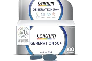 ‎CENTRUM Multivitamin - Centrum Generation 50+ – Hochwertiges Nahrungsergänzungsmittel mit Mikronährstoffen – Für Erwachsene ab 50 Jahren – Vitamine, Mineralstoffe, Spurenelemente – 1x 100 Tabletten