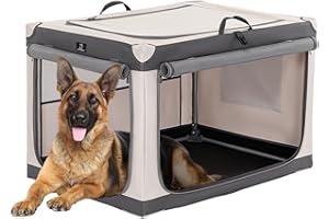A 4 Pet Hundebox faltbar große Hunde Hundetransportbox Transportbox Hund soft tragebar Hundebox für zuhause, leicht zu verstauen mit montiertem Aluminium Rahmen, einstellbare Kompatibilität (XL, Grau)