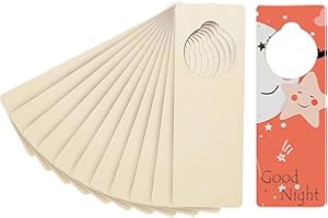 BELLE VOUS Colgador Puerta Madera Sin Acabado Cartel Pomo (Pack de 12) Cartel Madera en Blanco para Cartel No Molestar, Bienvenido, por Favor Tocar para Oficina, Reunión, Manualidades y Casa