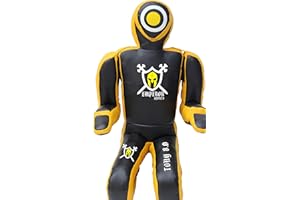Emperor 8.0 MMA BJJ Training Dummy - Veg Leather Grappling Submission Wrestling Bag - Sitting UFC Dummy UNFILLED (Yellow Black Tony 8.0)
