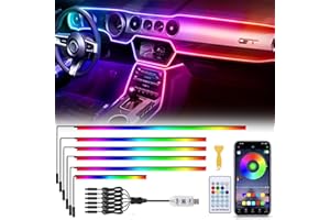 GPJYD Acryl 6 IN 1 Auto Ambientebeleuchtung, RGB LED Auto Innenbeleuchtung Strip Lights 445cm 584 LEDs mit 16 Millionen Farben, 210 Dynamische, USB-Port A uto LED Innenbeleuchtung