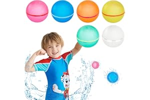 WHDPETS Globos de Agua Reutilizables, Bolas de Salpicaduras de Bomba de Agua, Globos de Agua Verano Splash Fun, Globos de Agua Autosellado Relleno Rápido para Niños（6PCS）
