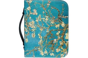 Kuiaobaty Funda para libro de pintura de flor de almendro para mujer, funda de cuaderno de arte Van Gogh con soporte organizador para mujeres y niñas