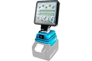 WAKKAPEINT Akku-Lampe 48W 3800LM Für Makita 18v, Led Arbeitsleuchte Akku, Led Strahler Tragbares LED Lampe,Akku Scheinwerfer mit USB-Aufladung für Autoreparatur, Heimbeleuchtung,Camping