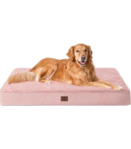 EHEYCIGA Hondenmand Middelgrote Maat, Anti-Stress Wasbare en Antislip Hondenkussen, Zachte Pluche Hondenhok, Roze, 75x50cm