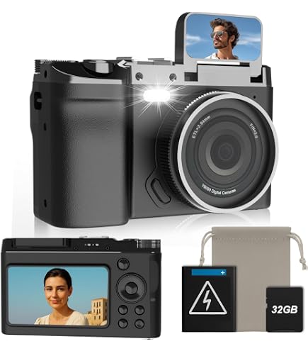 Fotocamera Digitale 4K 48MP Con Stabilizzazione E Autofocus – Compatta Tascabile Per Vlogging, Viaggi E Selfie, Schermo TFT 2,7”