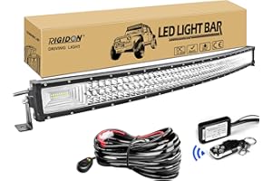 RIGIDON Curvada Barra de luz led, 42 pulgadas 540W Barras luminosas led y 12V estroboscópica kit de cableado para off road camión coch SUV 4x4 tractores todoterreno, Foco Inundación Combo, 6000K