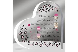 HZBLAZ Insegnante Cuore Targhe e Cartelli Decorativi Festa Maestro Regali Donne Compleanno Maestra Apprezzare Regalo Segno Laurea Grazie Souvenir Professoressa Natale Pensionamento Leopardo Stampa Ricordi