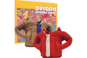 OUYOOLE Beer Can Cooler Jacket, Can Cooler Insulated Vest Jacket Cover, Beer Gifts for Men Women Beer Lovers,Beverage Jacket Drink Coolies (Red+Brown)