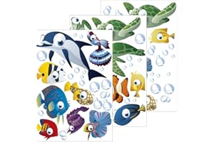 geschenke-fabrik.de - Set di 75 adesivi murali con motivo marino, ideali per cameretta bambini/bagno