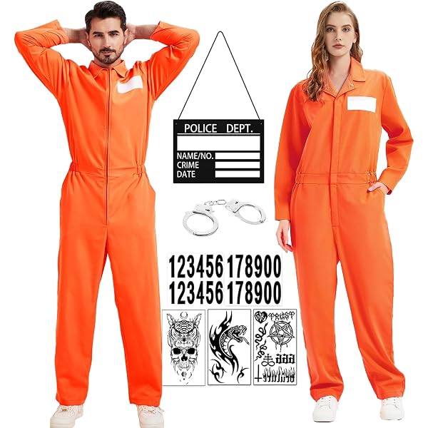 Disfraz De Preso Naranja Para Adultos – Mono De Prisionero Con Parche Y Botones, Ideal Para Halloween Y Fiestas Temáticas