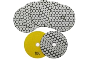 SHDIATOOL Dry Diamond Polishing Pads 7PK Dia 4 inch/100MM Resin Bond Flexible Sanding Disk for granite marble (7pcs grit 100)