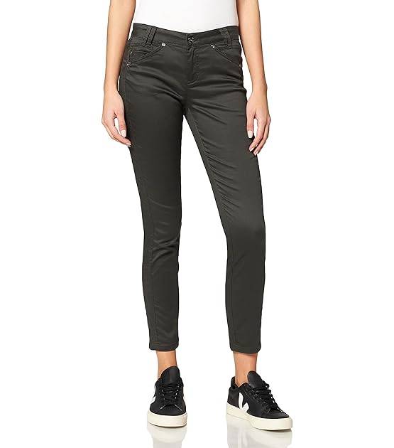 Damen Damenhose Fit Middle Waist Slim Legs Coated Hose