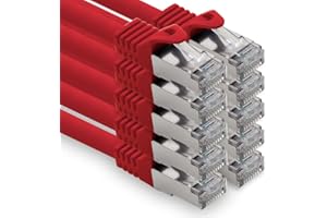 freiwerk 2,0m - rot - 10 Stück CAT.7 Netzwerkkabel Lan Ethernet Patch Kabel S-FTP LSZH PIMF 10GB s RJ45 Stecker Cat6a