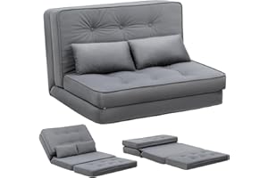 ‎COMHOMA COMHOMA Relaxsessel Bodensofa Klappbar Bodensessel mit Schlaffunktion, Lazy Sofa, gepolsert mit 5-stufig Verstellbarer Rückenlehne, Sofabett Klappsofa für Wohnzimmer, Schlafzimmer (Grau)