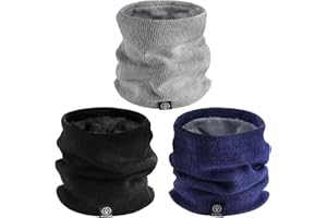 Zidoley Lot de 3 Écharpe Hiver Tour de Cou Gaiter Pour Hommes Et Femmes, Tubulaire Foulard Ski Chaud Cache, Cache-Élastique Épais Doux Fleece Echarpe - Gris, noir, bleu marine