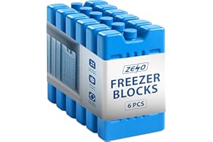 ZENO Freezer Blocks 6 Pack | Reusable Ice Pack | Ice Blocks for Cool Bags, Lunch Box, Travel, Picnic | Maintains Cold Temperature for Hours | Freezer Block for Food & Drink | Leakproof | Ultra Durable