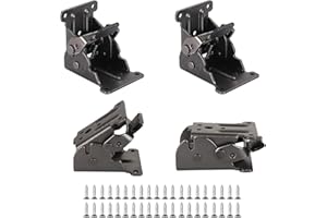 DUOCIYUAN Klappscharnier mit Arretierung 4 Stück Tischbeine Klappbar 0-90 Grad Selbstsichernde Klappscharnier Stützhalterung Klappkonsole mit Schrauben für Tisch Bett Schrankscharnier (Schwarz)