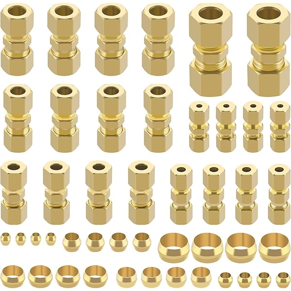 Hilitchi Brass Compression Sleeves Kit - 8 Sizes (4mm-16mm) Ferrules For Plumbing & Gas Lines - 220 Piece Set
