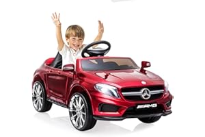LIUFASHI Voiture électrique pour Enfants 12V Mercedes Benz AMGT, Véhicules électriques Jouets 2 Portes avec élécommande 2,4G,MP3,Feux LED et ceinture de sécurité pour Enfants à Partir de 3 Ans,Rouge foncé