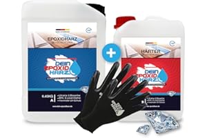 LONGFAIR Strato spesso, resina epossidica con indurente, set da 9,6 kg, qualità professionale, ultra trasparente e inodore, 10 cm in una colata + guanti protettivi