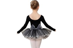 HIPPOSEUS Ragazza Vestito da Balletto Tutu Body Danza Bambina Classica Balletto Abito Manica Corta, Y-04WDM