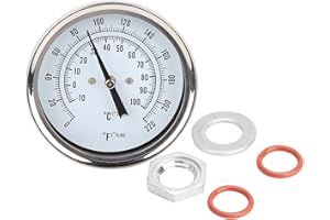 Jerliflyer Termómetro Para Cerveza, Termómetro Para Cerveza, Kit De Termómetro Bimetálico Sin Soldadura, Termómetro MNPT De 1/2"0~220F Para Cerveza Casera Y Termómetro Para Vino(91mm)