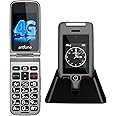 artfone G6 4G Flip Phone for Seniors, Unlocked with Dual Screens, Time Reporting, Speed Dial, Large Button Basic Mobile Phones, SOS Button, USB-C & Charging Dock, Clear Sound, Grey