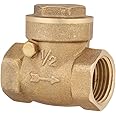 DN15 Female Thread Brass Check Valve One-Way Non-Return 1/2BSP Swing Check Valve 232PSI Prevent Water Back-Flow for Water, Oil, steam and Other Media and Some Corrosive Liquids