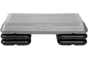 FREESTYLE STEP The Step - Plataforma aeróbica Original Fabricada en Estados Unidos, tamaño de Circuito, Plataforma aeróbica Gris y elevadores Negros Originales