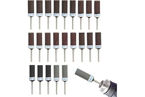 FUKAISU 24uds Juego de Tambores de Lijado Grano 180-2000 para Herramienta Rotativa Dremel, Juego Lijas Tambor para Lijadora Metal Plástico Madera y Pulido