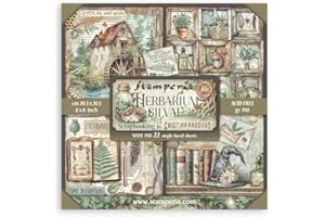 Stamperia - Scrapbook Paper Pad for Scrapbooking, Albums, Cards, Bullet Journals and More, Acid Free, Single Face, Perfect for Hobbies, Crafts, and Gifting (Herbarium Silvae) (20.3 x 20.3cm)