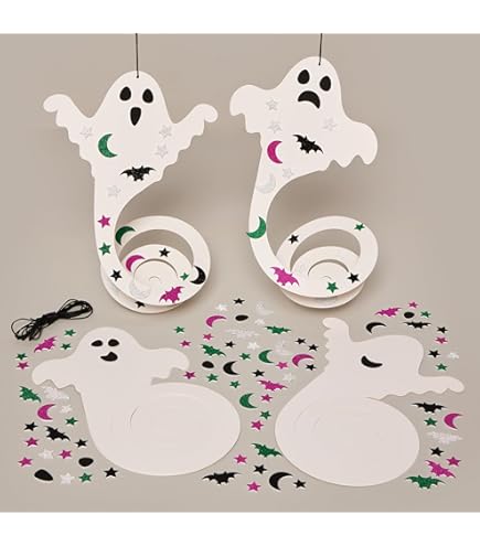 Riesige Geister-Luftschlangen Für Halloween - 4 Bastelsets Für Kinder - Partydeko Zum Selbermachen - Inkl. Anleitung
